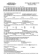 Đề kiểm tra 1 tiết môn Vật lý Lớp 11 - Mã đề 689 - Năm học 2019-2020 - Trường THPT Đông Anh